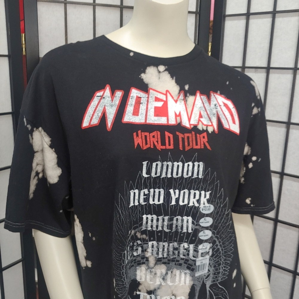 NEW Big Chill | Men's t-shirt black Red bleach splatter tie dye world tour XL